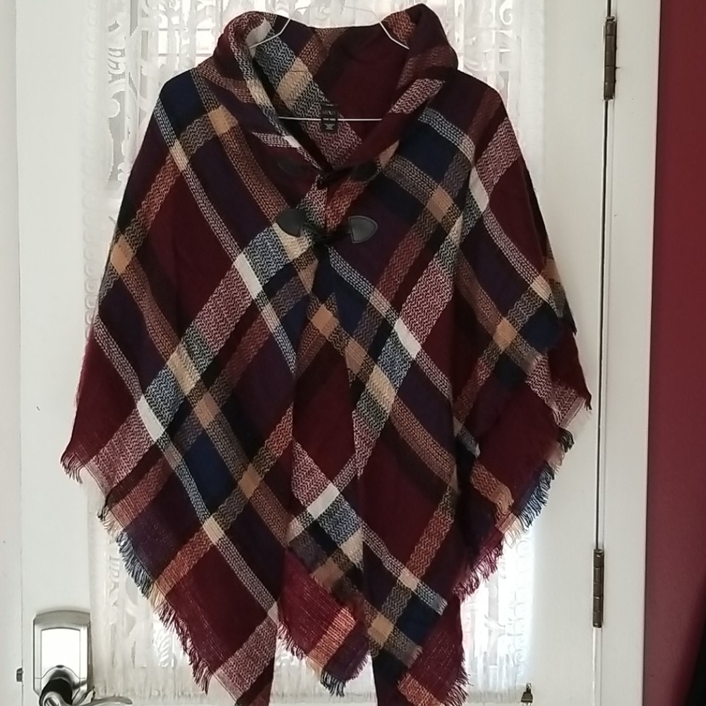 Mix It Flannel poncho  - EUC!